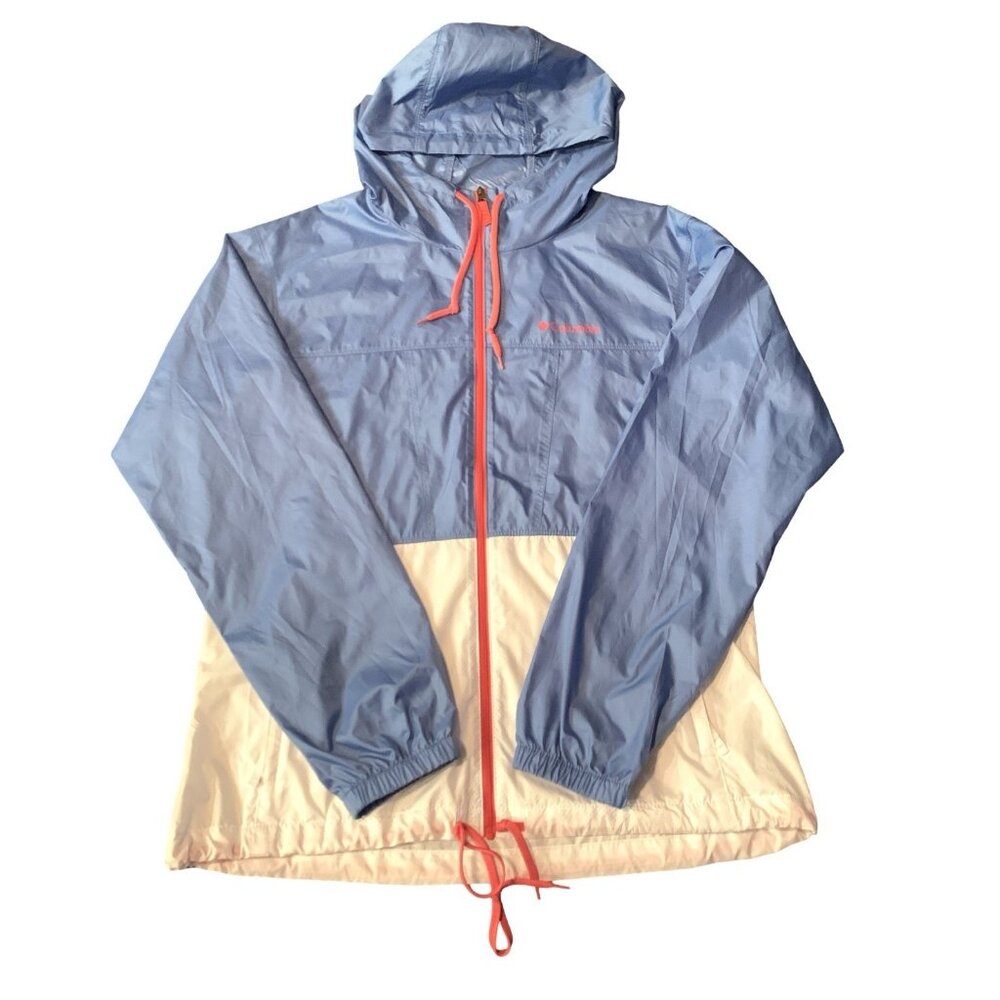 Columbia Womens Flash Forward Hooded Color Block Blue Windbreaker Size Medium